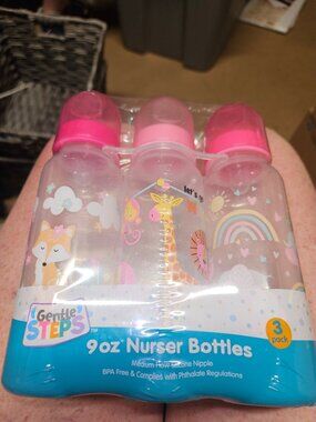 Gentle Steps 9oz Nurser Bottles 3 Pack BPA Free